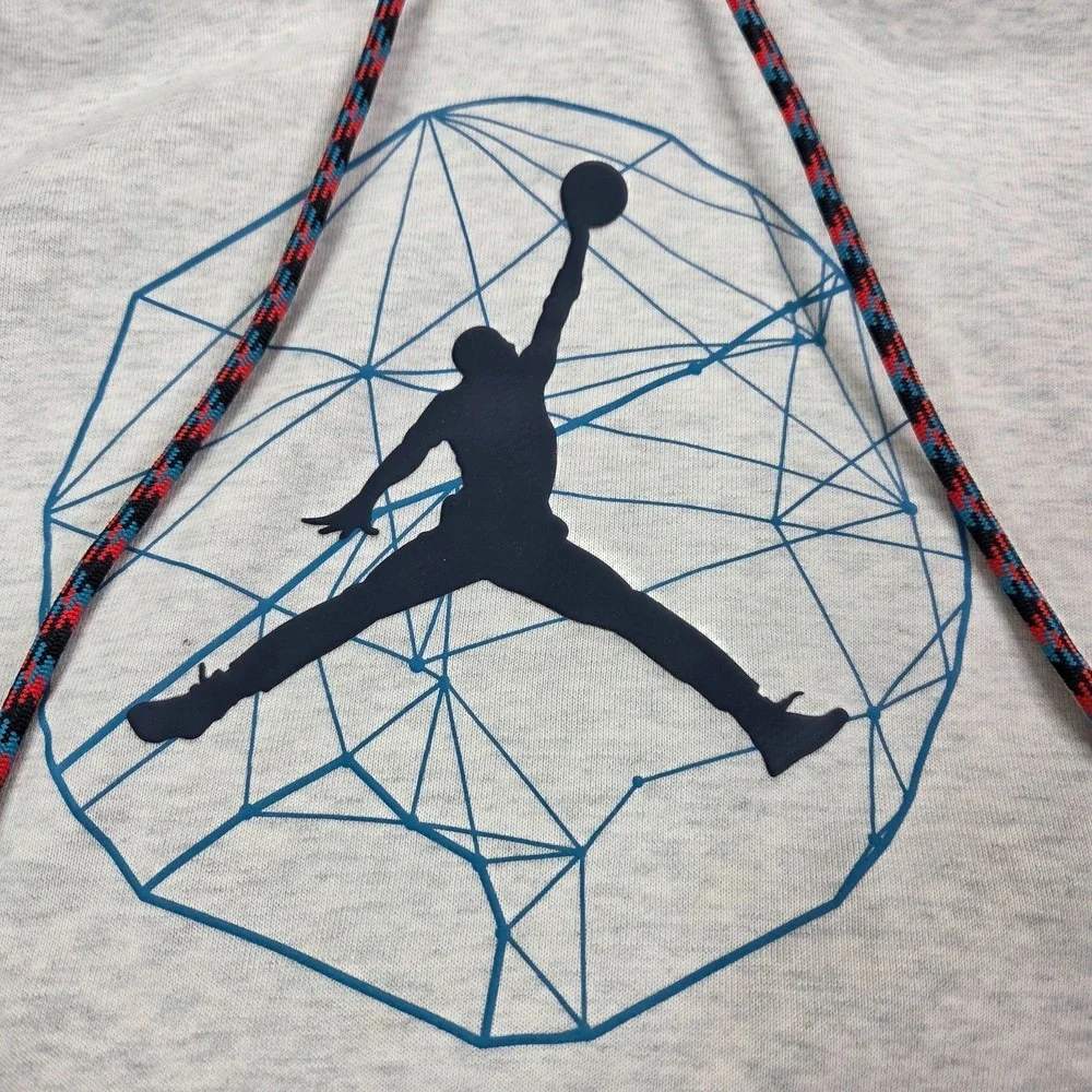 Nike Air Jordan Sweater Training Hoodie Gray Hooded Mens Sweatshirt 3xl